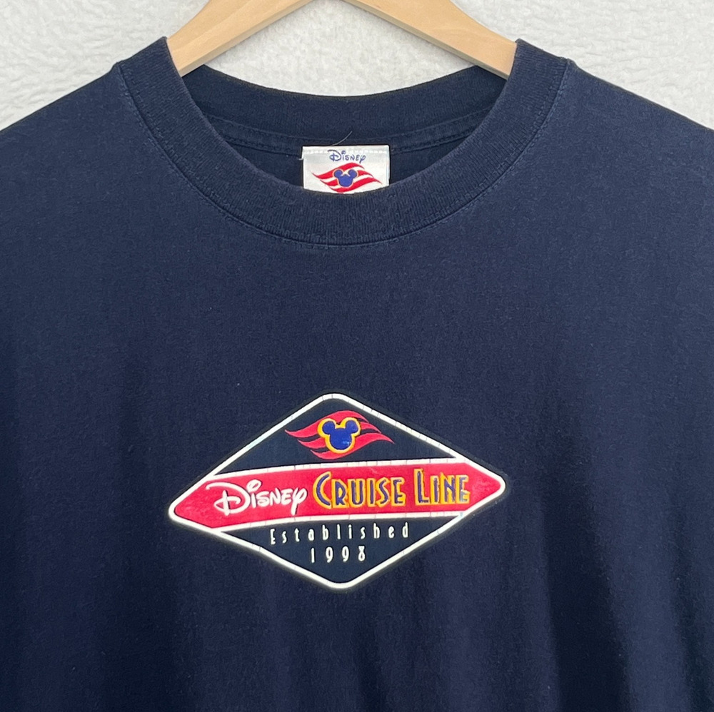 DISNEY Shirt Adult L Cruise Line Mickey Mouse Basic Tee Cotton Blue USA